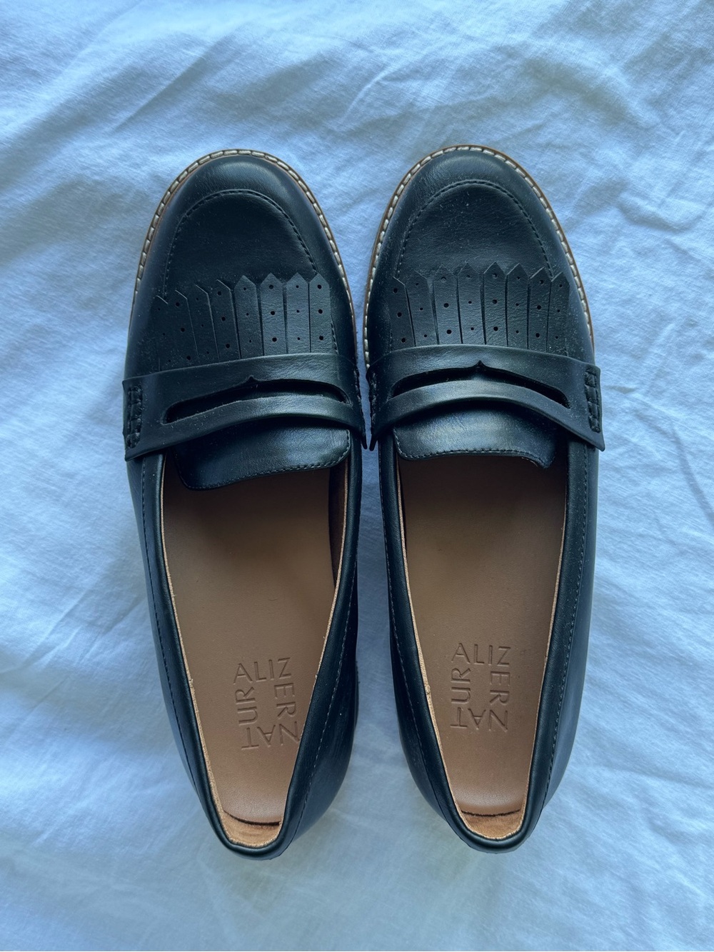 Black Leather Penny Loafers for Men